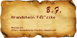 Brandstein Füzike névjegykártya